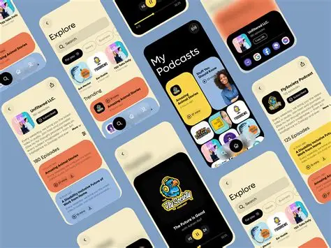 Podcast Addict app interface showing podcast library and episode player on Android smartphone